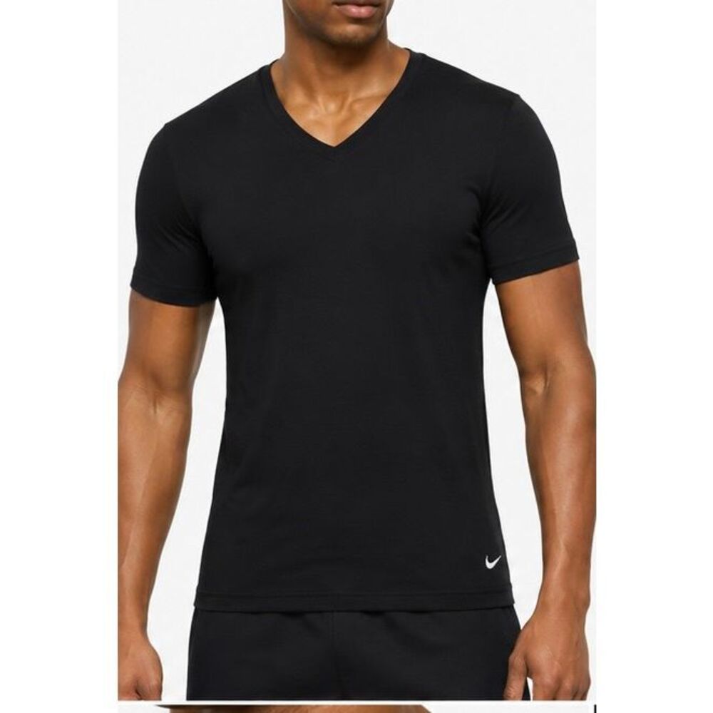 🖤 Nike Everyday Cotton Stretch Dri-FIT V-Neck Undershirts – Black | 2-Pack | Si